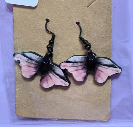 Moth Shaped Sublimated Earring 1.5 inch