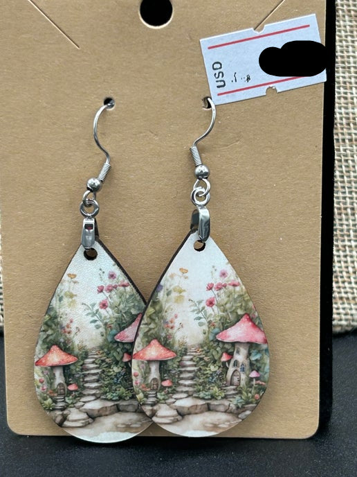 Fantasy Themed Teardrop Shaped Sublimated Earrings