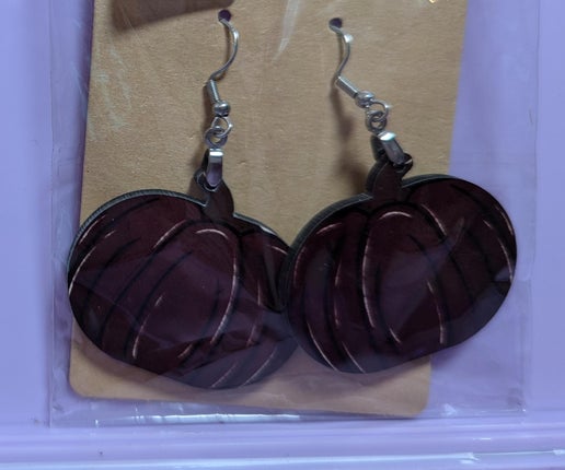 Pumpkin Shaped Sublimated Earrings 1.5 inch