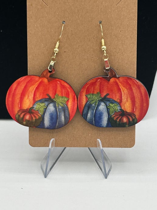 Pumpkin Shaped Sublimated Earrings 1.5 inch