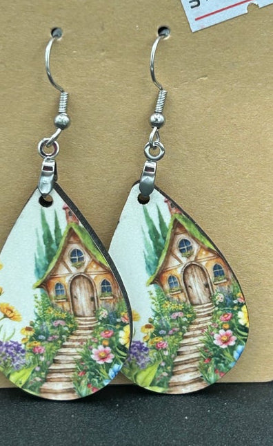 Fantasy Themed Teardrop Shaped Sublimated Earrings