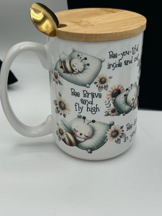 15 oz, Mug with Spoon and Lid Sublimated