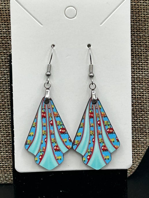 Teacher Themed Fan Shaped Sublimated Earrings
