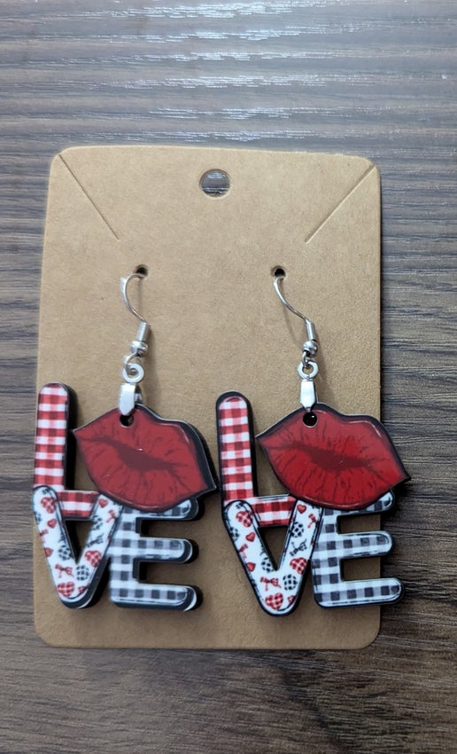 LOVE Shaped Sublimated Earrings 1.5 inch