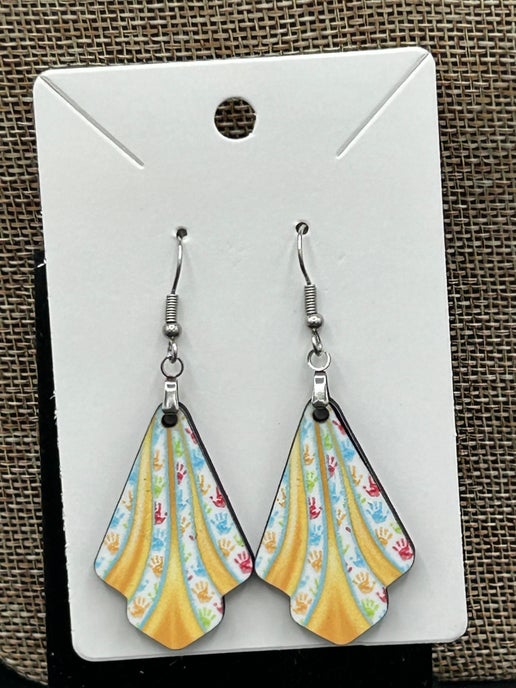 Teacher Themed Fan Shaped Sublimated Earrings