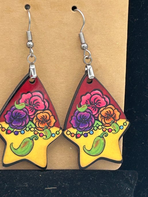 Teardrop Star Shaped Sublimated Earrings