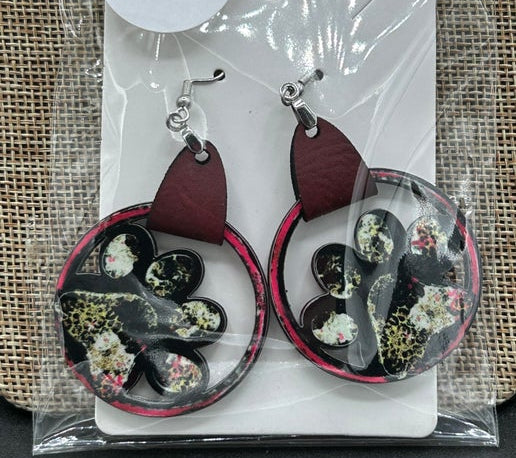 Round MDF Paw Shaped Sublimated Earring