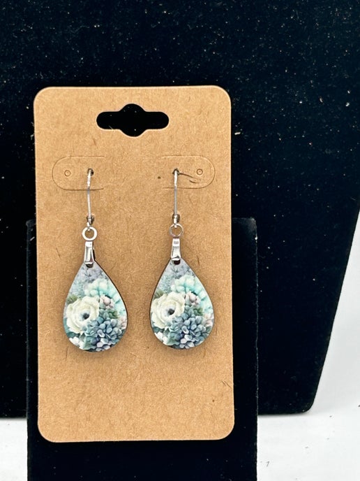 Teardrop Shaped Sublimented Earrings 1 inch