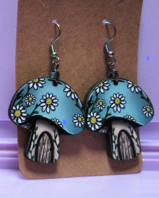 Mushroom Shaped Sublimated Earrings