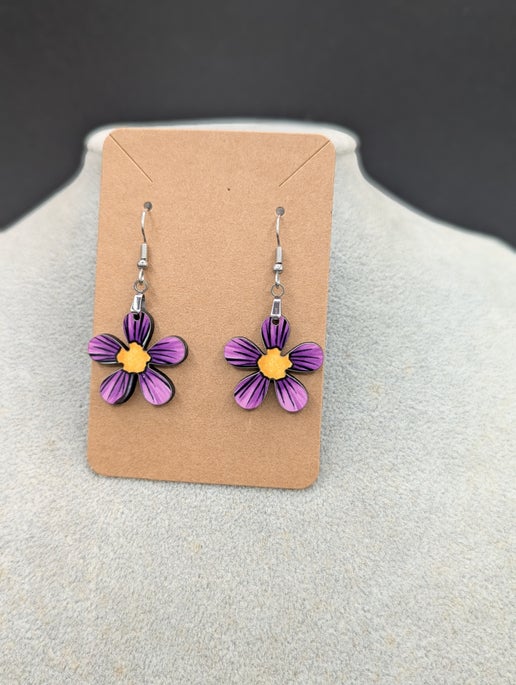 1 inch Hippie Flower Shaped Sublimated Earrings MDF