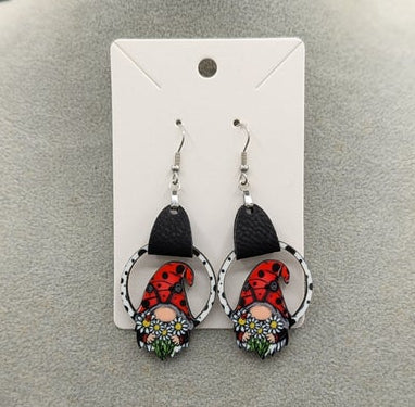 Round Gnome Shaped Sublimated Earrings