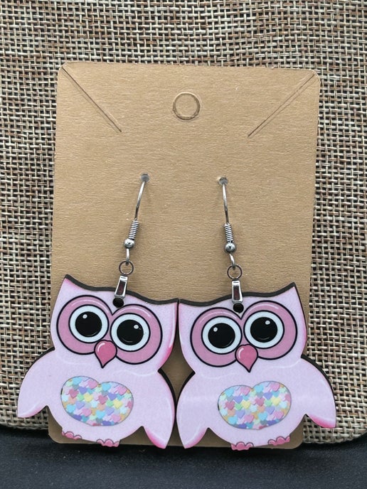 Owl Shaped Sublimated Earrings
