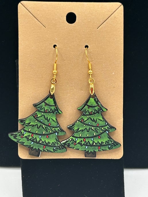 Christmas Tree Shaped Sublimated Earring