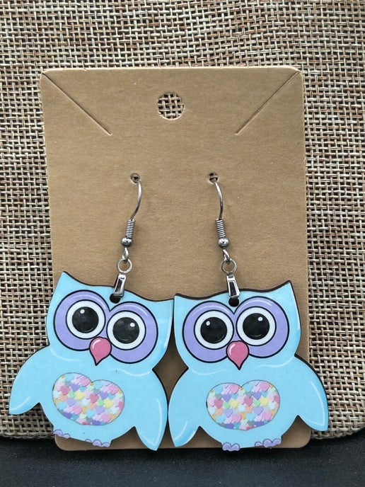 Owl Shaped Sublimated Earrings