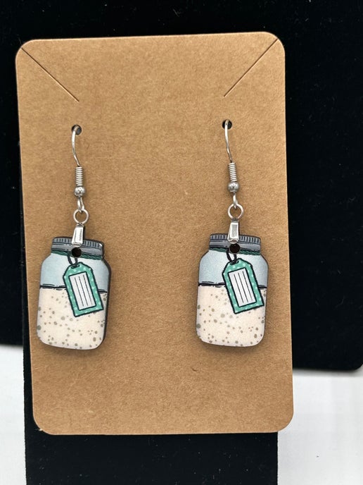 Mason Jar Shaped Sublimated Earrings 1 inch