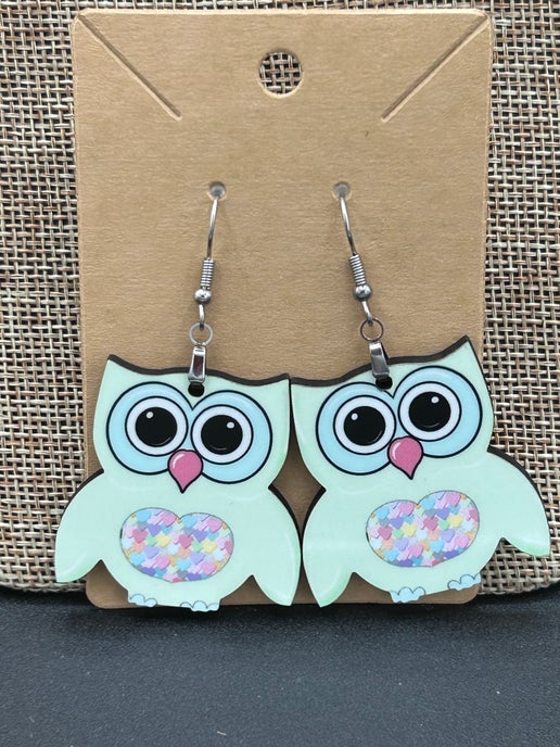 Owl Shaped Sublimated Earrings