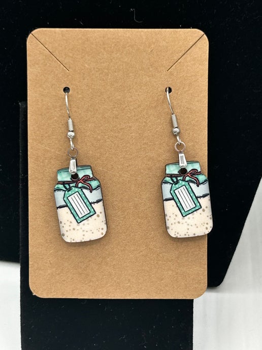 Mason Jar Shaped Sublimated Earrings 1 inch
