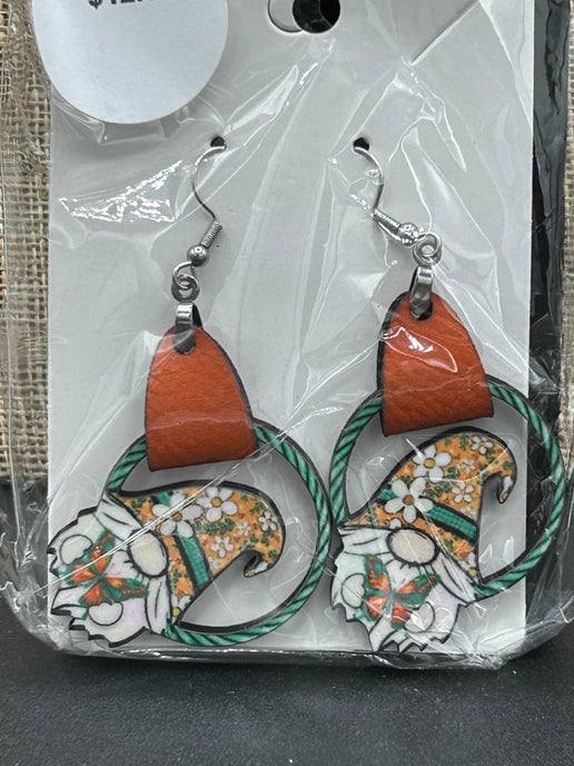 Round Gnome Shaped Sublimated Earrings