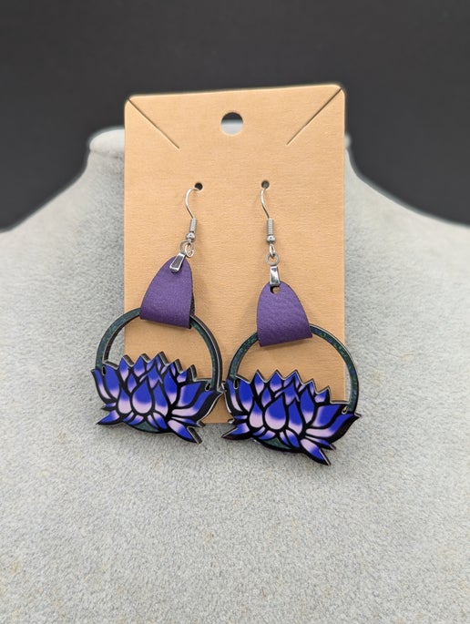 Round Lotus Shaped Sublimated Earrings