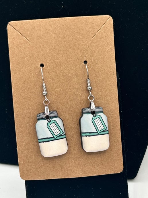 Mason Jar Shaped Sublimated Earrings 1 inch