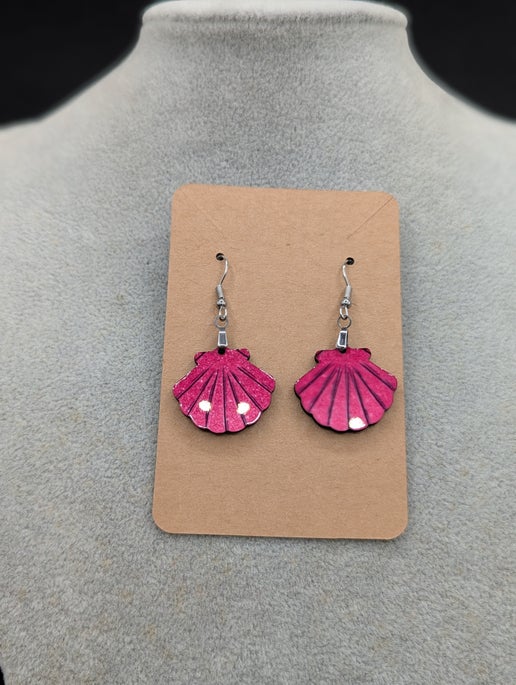 Clam Shell Shaped Sublimated Earrings MDF 1 inch