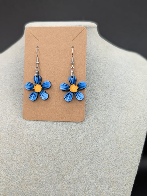 1 inch Hippie Flower Shaped Sublimated Earrings MDF