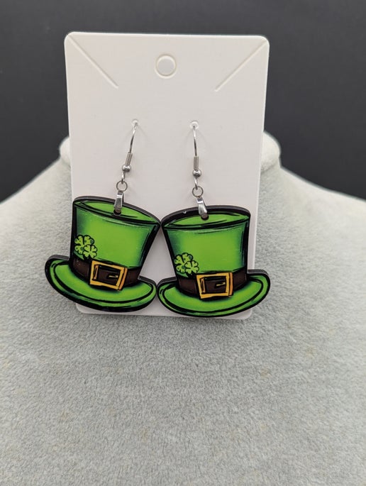 Top Hat Shaped Sublimated  Earrings