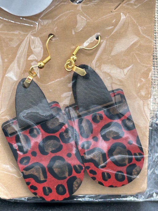 Faux Leather Bar Shaped Sublimated Earrings