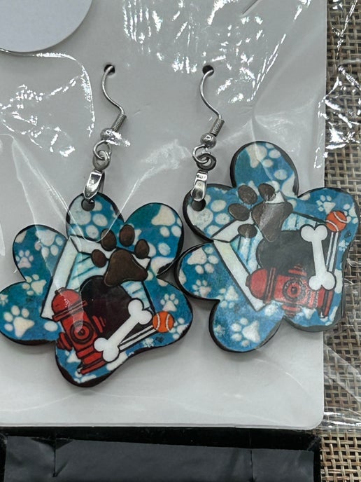 Paw Print Shaped Sublimated Earrings