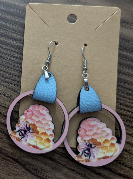 Beehive Shaped Sublimated Earrings