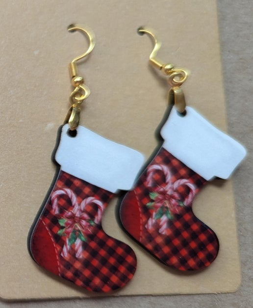 Stocking Shaped Sublimated Earring