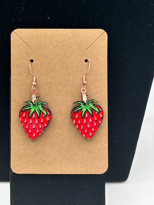 Strawberry Shaped Sublimated Earrings 1 inch