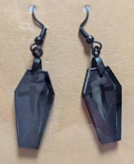 Coffin Shaped Sublimated Earrings 1 inch