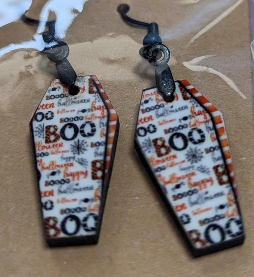 Coffin Shaped Sublimated Earrings 1 inch