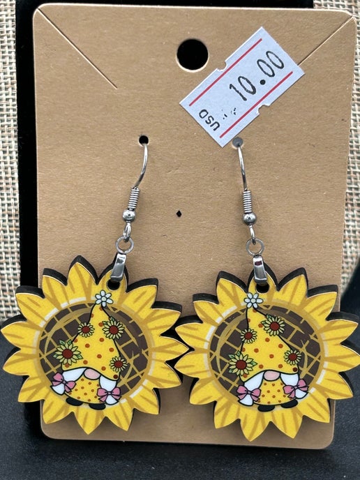 Sunflower Shaped Sublimated Earrings