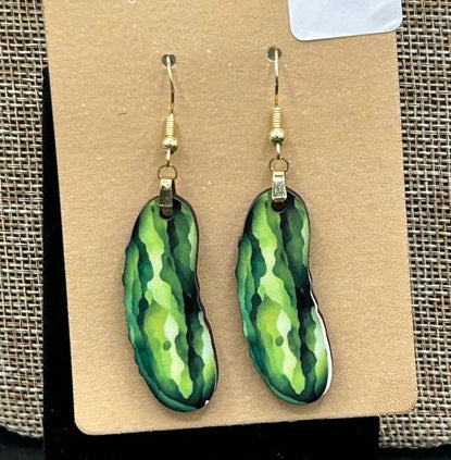 Pickle Shaped Sublimated Earrings