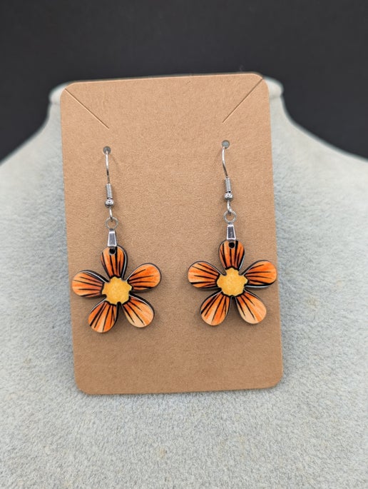 1 inch Hippie Flower Shaped Sublimated Earrings MDF