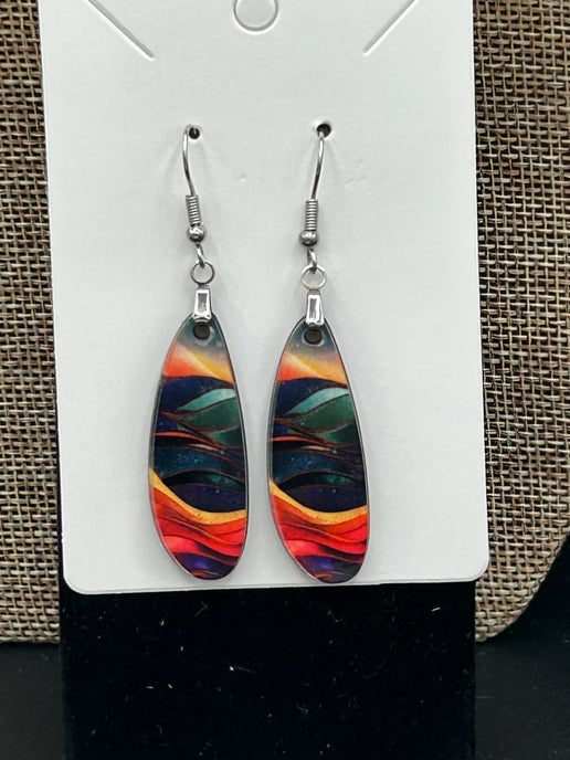 Boho Oval Bar Shaped Sublimated Earrings