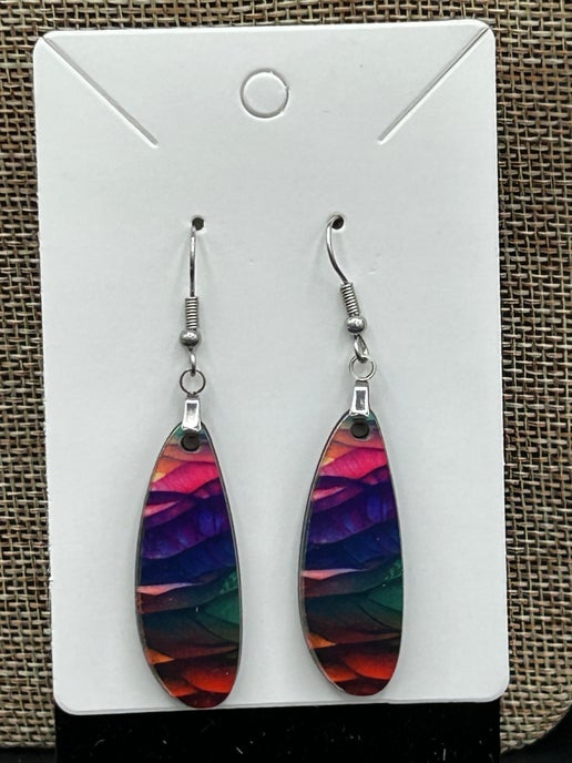 Boho Oval Bar Shaped Sublimated Earrings