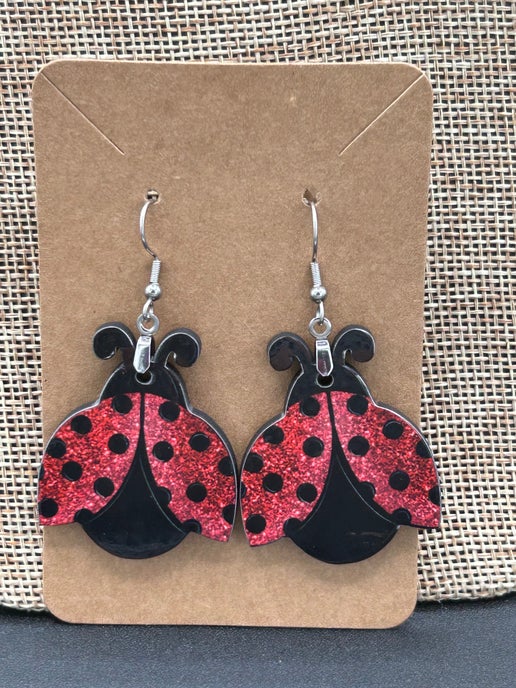Ladybug Shaped Sublimated Earrings 1.5 inch