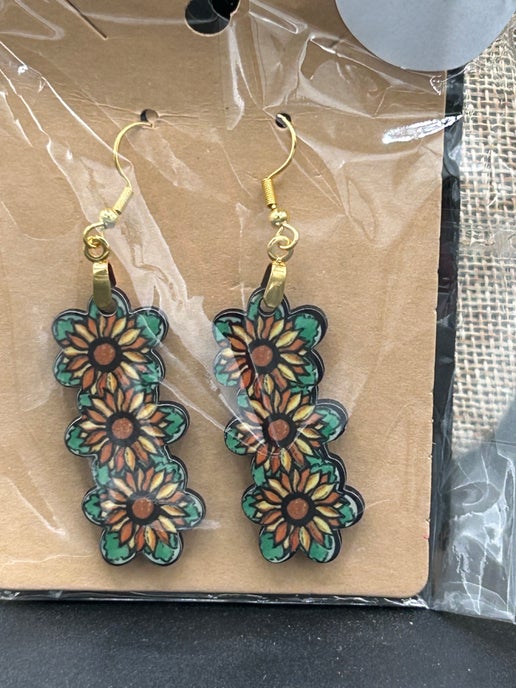 Triple Flower Shaped Sublimated Earring