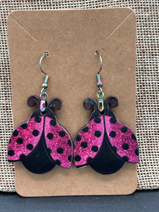 Ladybug Shaped Sublimated Earrings