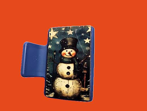 Retro Snowman Sublimated Small Hair Clip