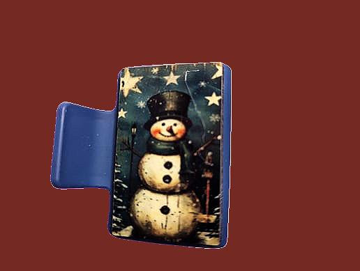 Retro Snowman Sublimated Small Hair Clip