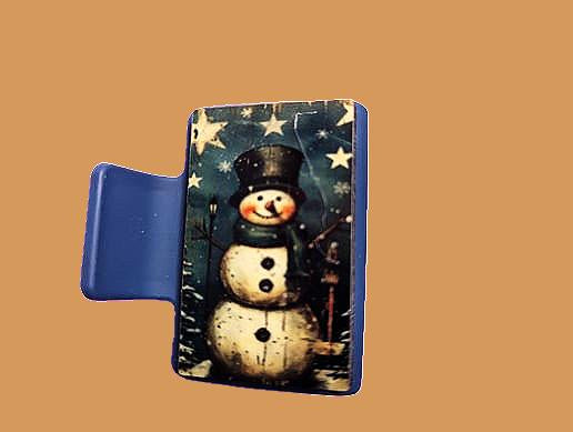Retro Snowman Sublimated Small Hair Clip