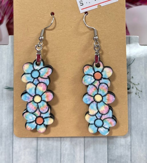 Triple Flower Shaped Sublimated Earring