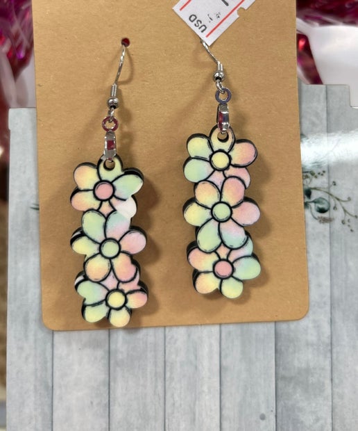 Triple Flower Shaped Sublimated Earring