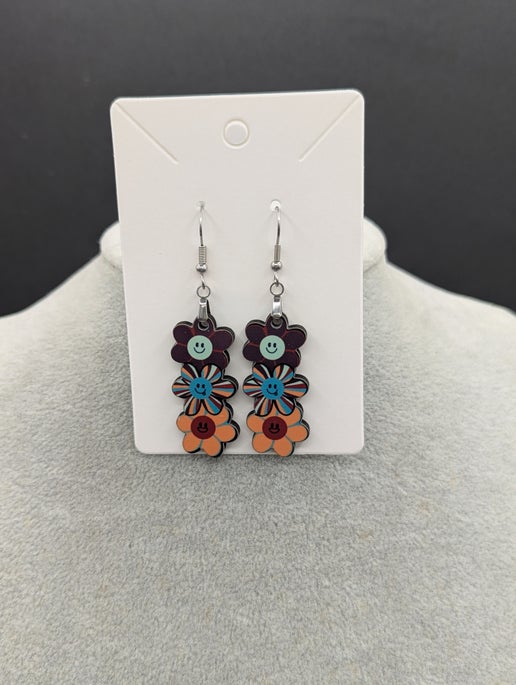 Triple Flower Shaped Sublimated Earring