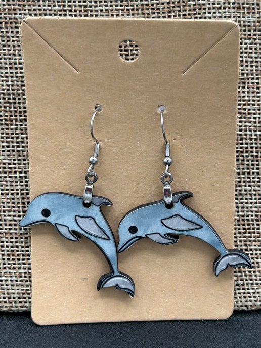 Dolphin Shaped Sublimated Earrings