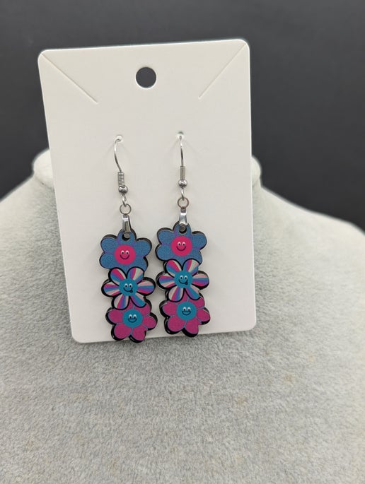 Triple Flower Shaped Sublimated Earring